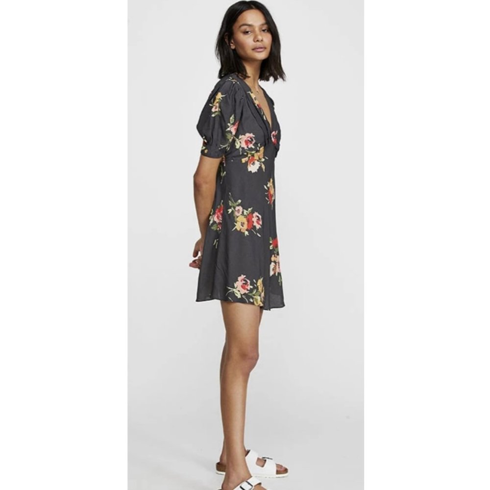 FREE PEOPLE Black Multi Floral Neon Garden Mini Dress
